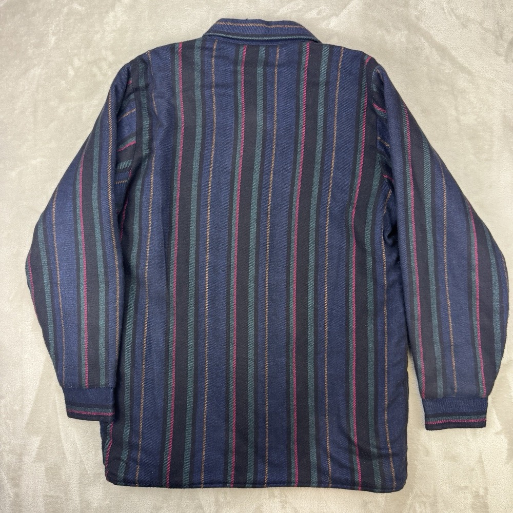 VTG‎ 90s Wool Quilted Shacket Jacket Mens Large Striped Outdoorsman Cabin Core - Picture 8 of 9